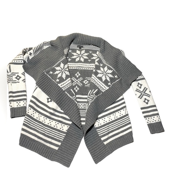 Express sweater cardigan merino wool gray white size small - Picture 7 of 7